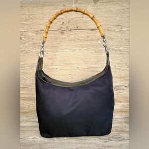 Authentic Gucci Nylon Bamboo  Shoulder Bag